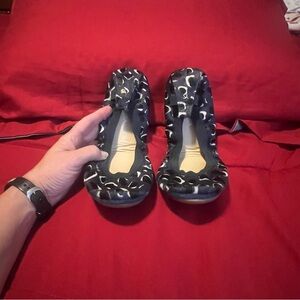 Yosi Samra Indigo Black & Cream Calf Hair Ballet Foldable Flats Size 10